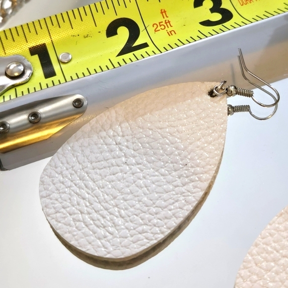 White Faux Leather Earrings - Picture 3 of 4